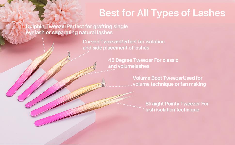  Eyelash Tweezers for Lash Extensions