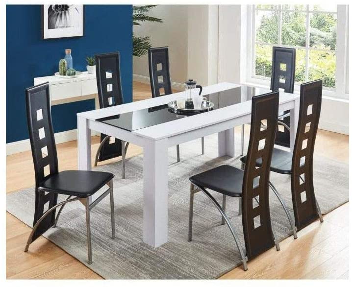 JEOBEST® 4 x Chaise de Design Siège de Bureau Salle à Manger Salon Style Rembourrée, Noir