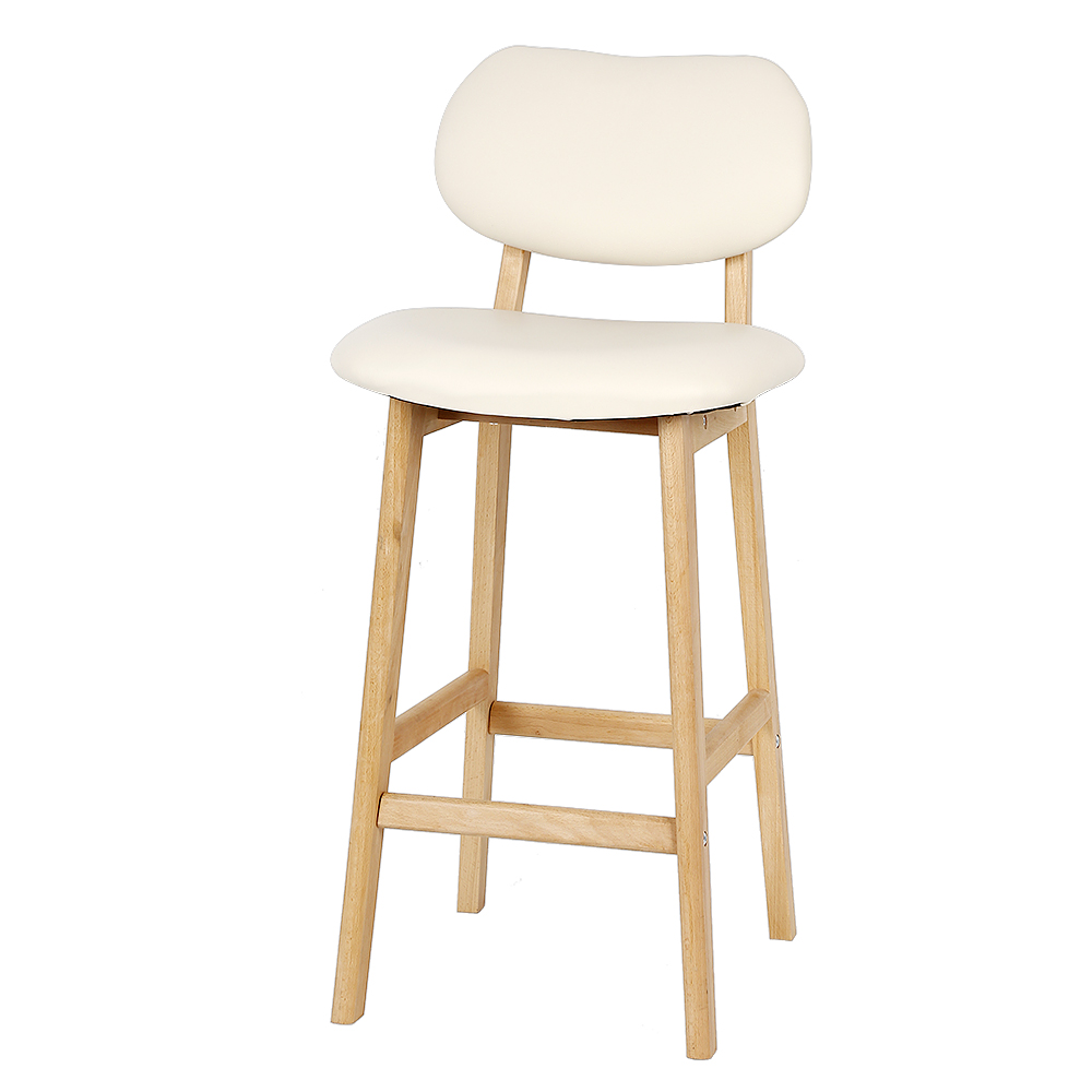 Lot de 4 Tabourets de Bar BEIGE de Haute Qualité Pieds en Bois Hauteur