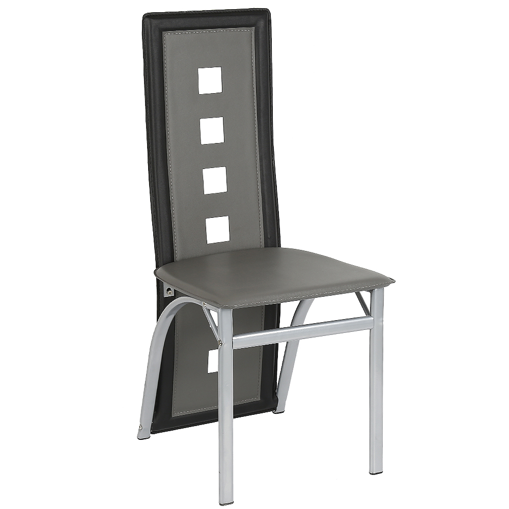 JEOBEST® Ensemble de 6 chaises, chaises de Salle à Manger Modernes, chaises à Dossier Haut avec siège en PU Gris/Noir