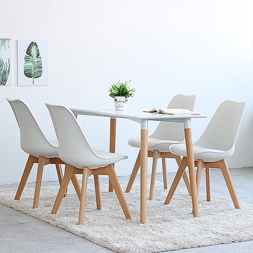 Ensemble Table à Manger Blanche 4 Personnes + 4 Chaises Scandinaves