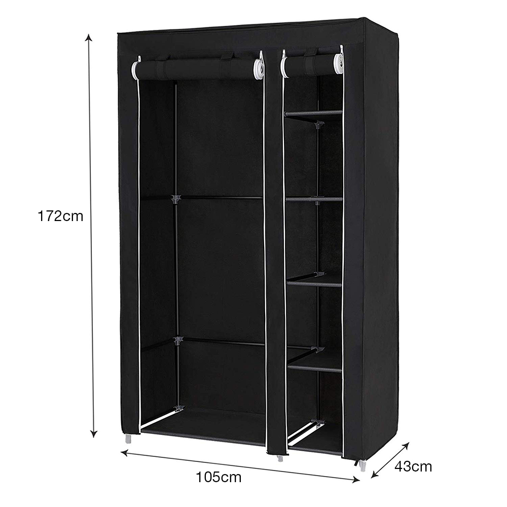 LAIZERE, Armoire Rangement Chambre Penderie Pas Cher Noir Structure