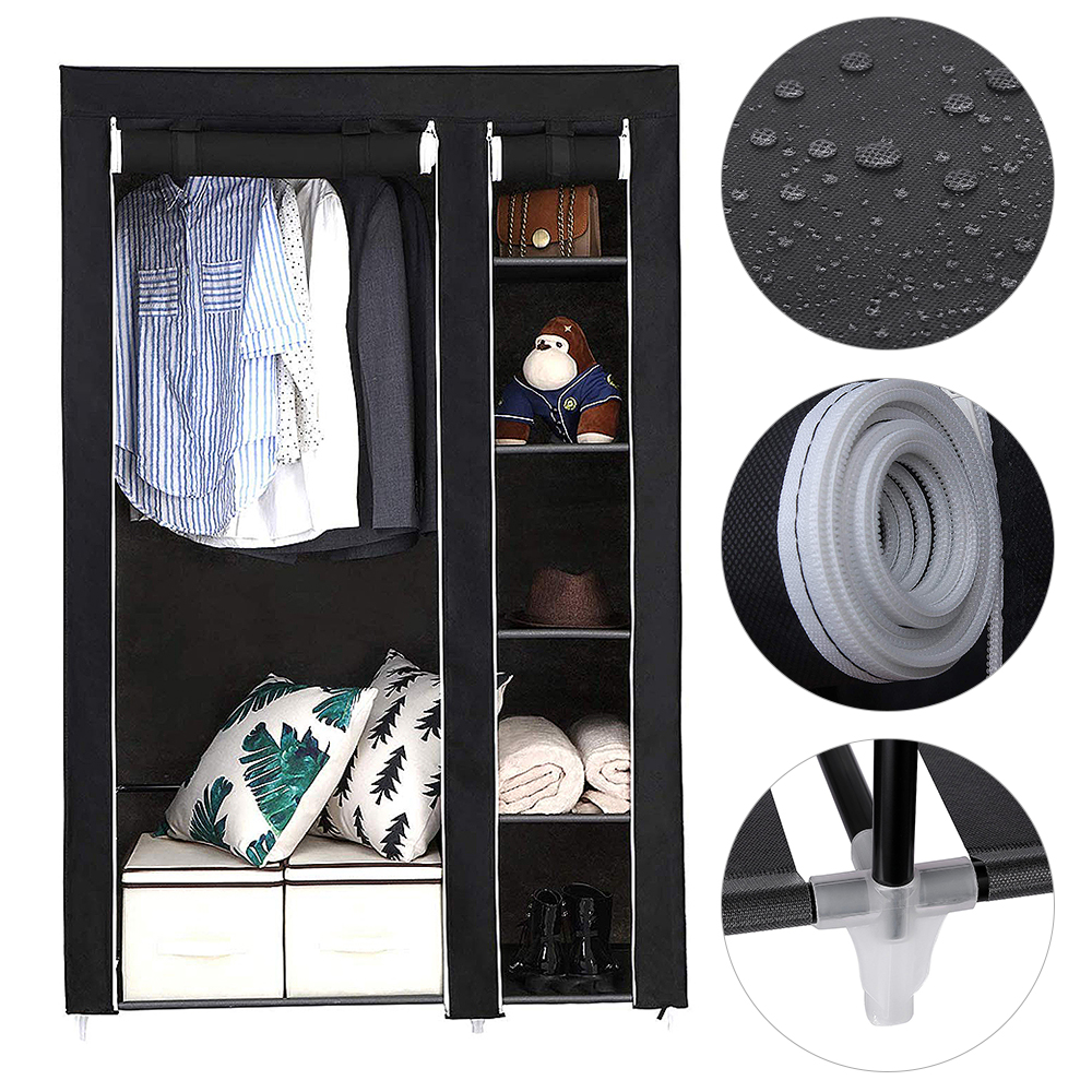 Armoire de rangement chambre LAIZERE Noir 2 portes Structure en
