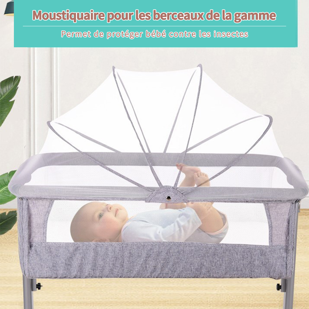 Lit Bébé 3-en-1 Maydolly - Berceau, Cododo Et Portatif, Matelas Inclus, Gris